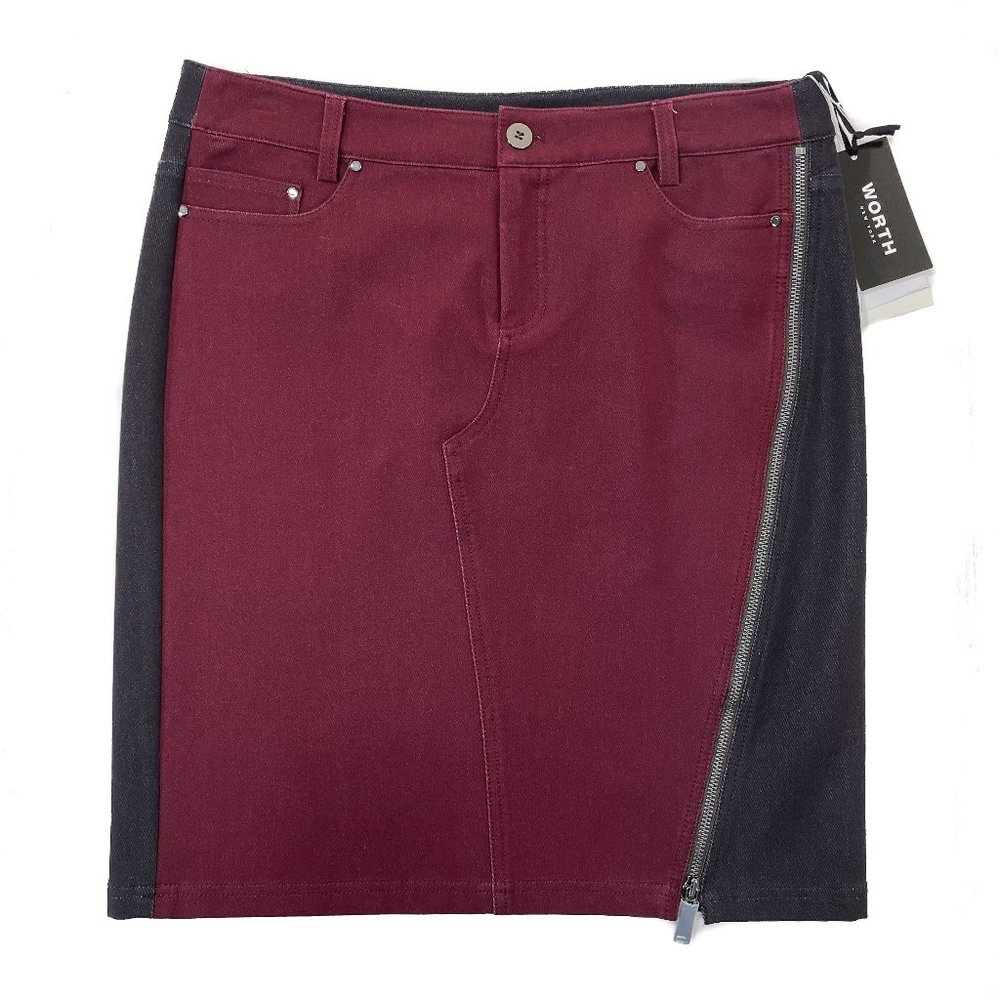 NWT Worth New York Red Black Stretch Pencil Skirt